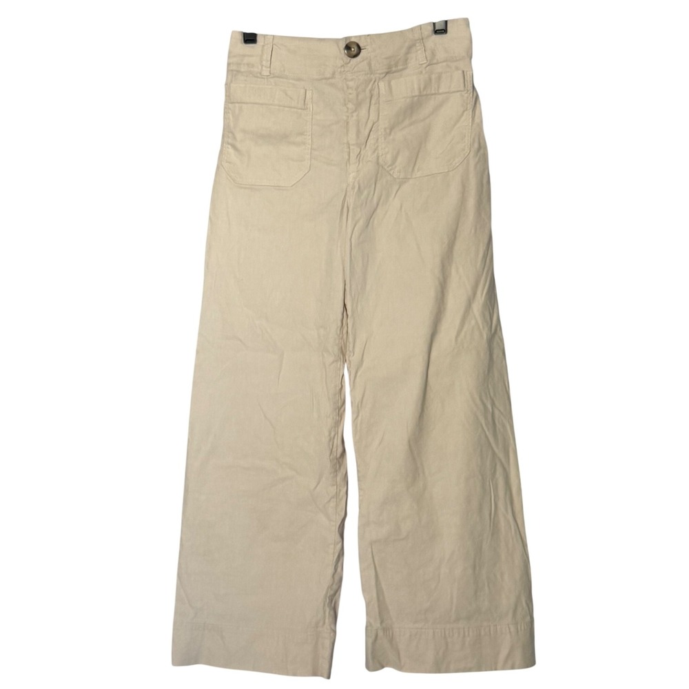 Anthropologie Wide Leg Cropped Pants in Ivory - Picture 2 of 5